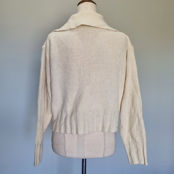 Olive Clothing Cream Wool Blend Rib Knit Collared Henley Cropped Jumper Size - Picture 5 of 8